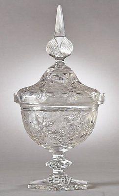 Steuben Cut Glass Urns Frederick Carder Era Early 1900's Clear Moonlight Pattern