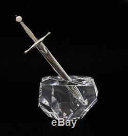 Steuben Excalibur Crystal Sterling Silver 18k Gold Paperweight Letter opener box