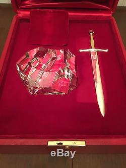 Steuben Excalibur Letter Opener & Paperweight Sword in the Stone (925 & 18KT)