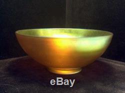 Steuben Glass Bowl 9 inch Aurene Iridescent Footed Signed