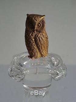 Steuben Glass COLUMN OF THE OWL 18K Gold Sculpture Figurine w Original Box MINT