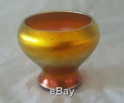 Steuben Gold Aurene 2.25 Signed Art Glass Cabinet Vase NO RESERVE