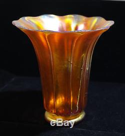 Steuben Gold Aurene Art Glass Trumpet Vase
