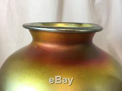 Steuben Gold Aurene Vase, 10.5, Large, Iridescent, Art Glass