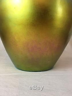 Steuben Gold Aurene Vase, 10.5, Large, Iridescent, Art Glass