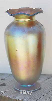Steuben Iridescent Aurene Vase with a fluted rim, circa 1910/Shape 167