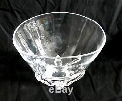 Steuben LARGE heavy clear art glass footed oval bowl signed FREE SHIPPING