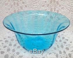 Steuben Marked Early 20th Century Rippled Blue Bowl