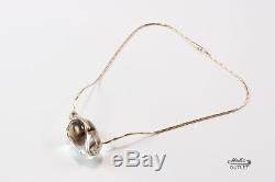 Steuben Rose Rosebud Glass 14k Yellow Gold Necklace Pendant Choker, Original Box