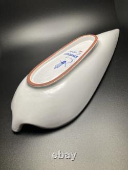 Stig Lindberg, Gustavsberg, Sweden, Faience Leaf Bowl, Hand Painted MCM