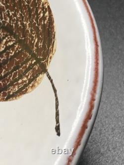 Stig Lindberg, Gustavsberg, Sweden, Faience Leaf Bowl, Hand Painted MCM