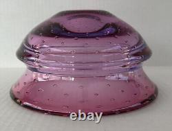 Studio Art Glass Bowl 7 Controlled Bubble Pink Purple Mark Sudduth Modern Art