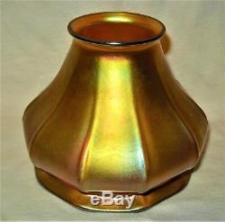 Stunning Antique Unsigned Steuben Iridescent Gold Aurene Lamp Shade