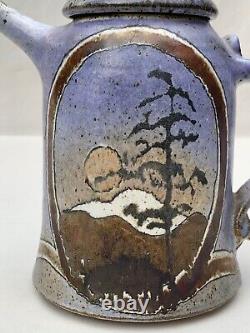 Susan Peterson Signed Pottery Pitcher Hand Painted Usc Scottsdale Arizona 1977