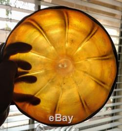 TIFFANY FAVRILE Art Glass Gold+ 1894 Old Large Bowl rare witha rare stand