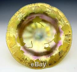 TIFFANY STUDIOS New York Intaglio Cut Gold Favrile Onionskin Glass Tazza c. 1910