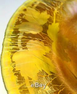 TIFFANY STUDIOS New York Intaglio Cut Gold Favrile Onionskin Glass Tazza c. 1910