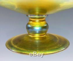 TIFFANY STUDIOS New York Intaglio Cut Gold Favrile Onionskin Glass Tazza c. 1910