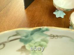 T & V Limoges France 14 Punch Bowl Stand And 6 Footed Punch cups