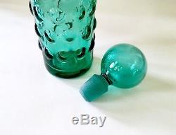Tall Vintage Blenko Bubble Glass Decanter Bottle Signed Label