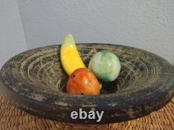 Textural Artisan Pottery Bowl Geometric Pattern