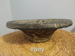 Textural Artisan Pottery Bowl Geometric Pattern