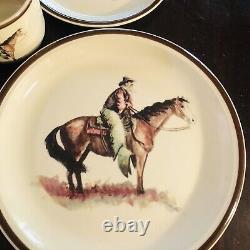 Thomas Norby Montana Lifestyles Cowboy & Horses Plate Bowl Cup Set VERY RARE