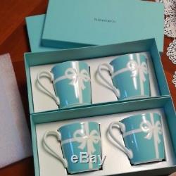 Tiffany & Co. Blue Ribbon Mug Cup 2box Set 4 mugs unused F/S from japan Brand New