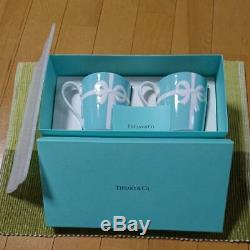 Tiffany Co Blue Ribbon Porcelain Mug 2 Cup Gift Present Authentic genuine Coffee