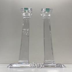 Tiffany & Co Candle Sticks. Pair of 10 in Tall Designer Crystal Candle Holders