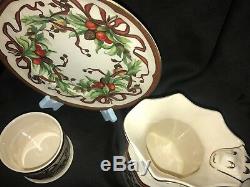 Tiffany & Co Garland Set Of 3 Pcs Porcelain Luncheon Plate, Mug & Pitcher