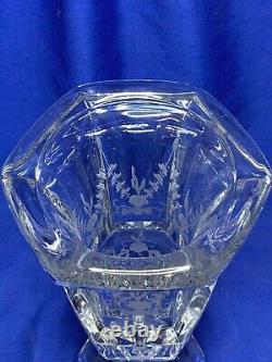 Tiffany & Co. Glass etched crystal Biedermeier tall vase