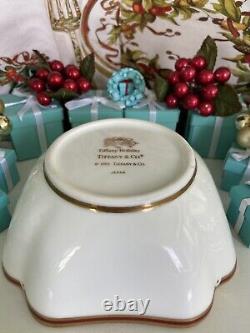 Tiffany&Co Tiffany Holiday Garland Bowl Nut Dish Gold Trim Berries 5 1/8Square