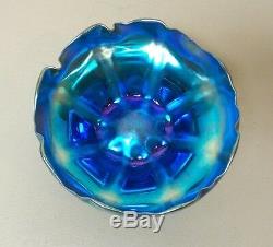 Tiffany Favrile Blue Iridescent Art Glass Scalloped Edge 7.25 Bowl