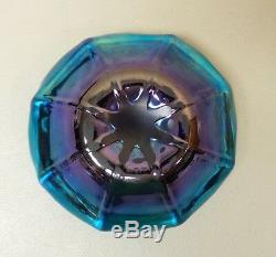 Tiffany Favrile Blue Iridescent Art Glass Scalloped Edge 7.25 Bowl