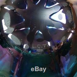 Tiffany Favrile Blue Iridescent Art Glass Scalloped Edge 7.25 Bowl