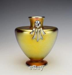 Tiffany Favrile Two Handled Gold Urn Vase Circa 1913