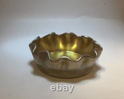 Tiffany LCT Gold Favrile Glass Favrile Salt Dish 2 Vibrant Gold FREE SHIPPING
