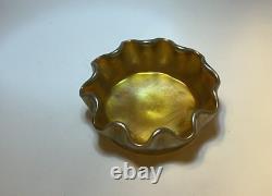 Tiffany LCT Gold Favrile Glass Favrile Salt Dish 2 Vibrant Gold FREE SHIPPING