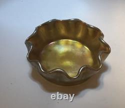 Tiffany LCT Gold Favrile Glass Favrile Salt Dish 2 Vibrant Gold FREE SHIPPING