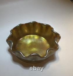 Tiffany LCT Gold Favrile Glass Favrile Salt Dish 2 Vibrant Gold FREE SHIPPING