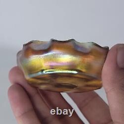 Tiffany LCT Gold Favrile Glass Salt Ruffled Edge