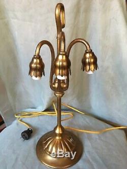 Tiffany Studios Art Nouveau Three Light Lily Lamp