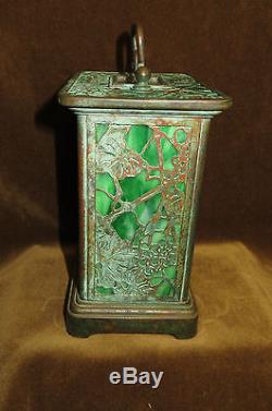 Tiffany Studios Bronze and Favrile Glass Carriage Clock, Grapevine pattern