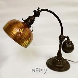 Tiffany Studios Counter Balance Lamp #415 with 7 Damascene Favrile Shade