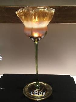 Tiffany Studios Favrile Glass Floriform Vase Tall Rare Lct