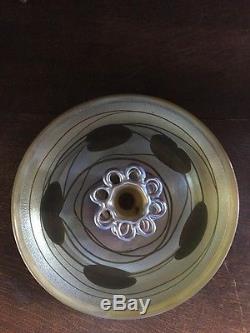 Tiffany Studios LCT Favrile art glass damascene bowl with flower frog
