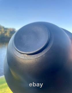 Tiffin Black Satin Glass Bowl and Candlesticks Set Gold Amethyst Etched