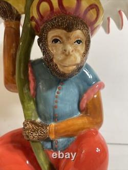 Tracy Porter Rhapsody Footed Bowl Centerpiece Serving Bowl with Monkey & Flower