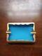 Turquoise Murano Opaline rectangular ashtray with brass trim